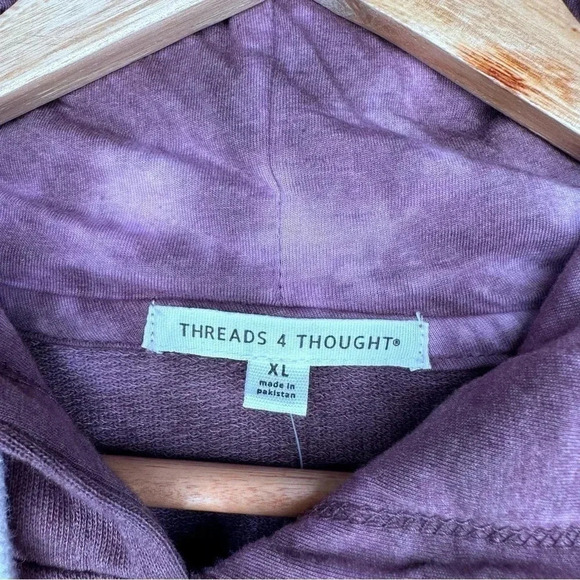 Threads 4 Thought NWT Roe Purple Tie Dye Cropped Hoodie Size XL - Picture 7 of 8